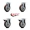 Service Caster 5'' Maroon Poly Wheel Swivel Top Plate Caster Set with 2 Posi Brakes, 4PK SCC-20S514-PPUB-MRN-2-PLB-2 - alternate 5